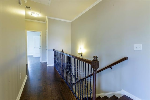 interior space featuring ornamental molding and hardwood / wood-style floors