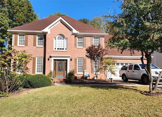 colonial house with a front lawn