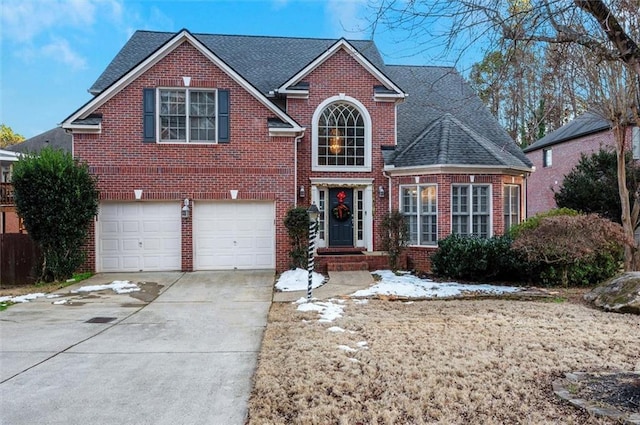 front facade with a garage