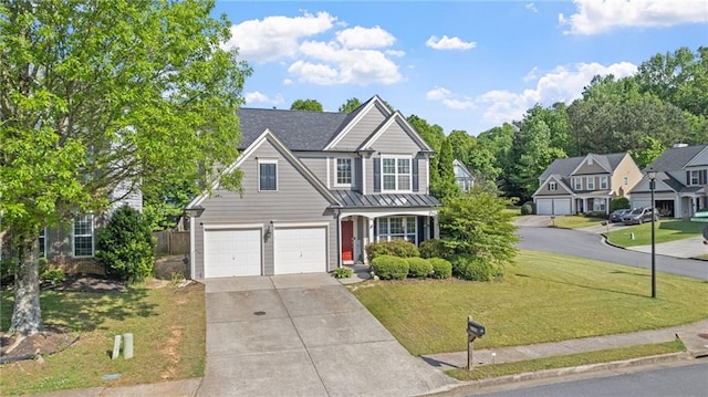 3525 Elder Field Ln, Cumming, GA 30040 - traditional-style home featuring concrete driveway, an attached garage, and a standing seam roof