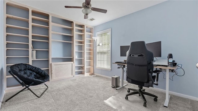 3525 Elder Field Ln, Cumming, GA 30040 - carpeted office with a ceiling fan and baseboards