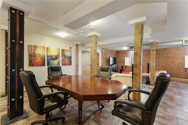 273 12th St NE Unit 421, Atlanta, GA 30309 - office with brick wall, baseboards, visible vents, and decorative columns