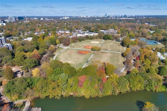 273 12th St NE Unit 421, Atlanta, GA 30309 - drone / aerial view with a water view and a view of city