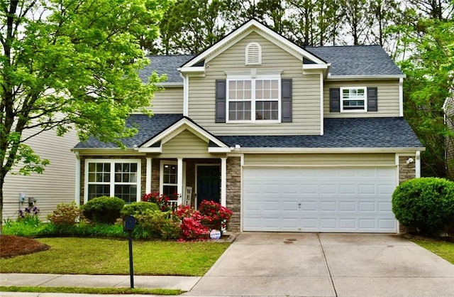 1218 Matt Moore Ct, Lithia Springs, GA 30122 - view of front of home featuring a garage, roof with shingles, and concrete driveway