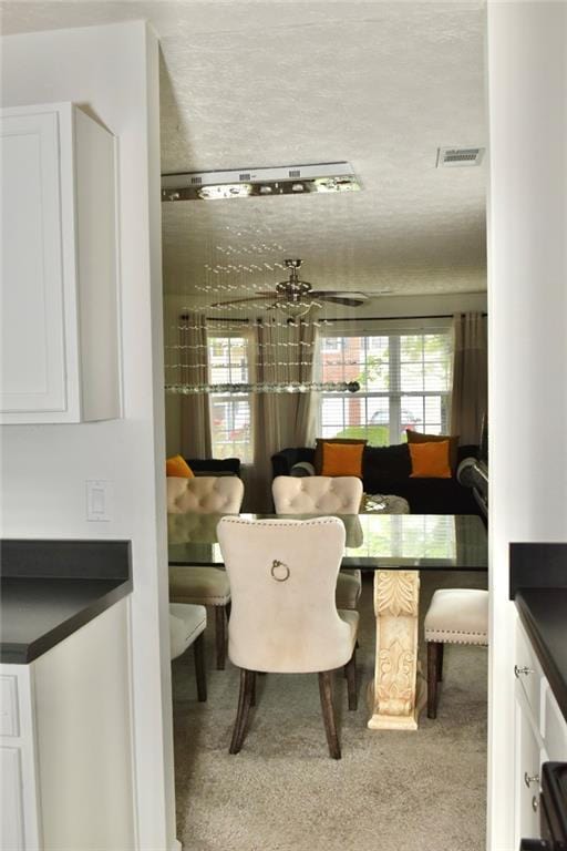 1218 Matt Moore Ct, Lithia Springs, GA 30122 - carpeted dining space with a textured ceiling and visible vents