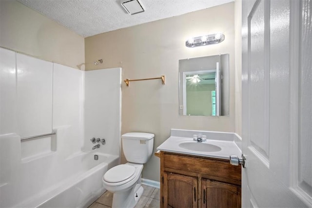 5426 Martins Crossing Rd, Stone Mountain, GA 30088 - full bath featuring vanity, shower / bath combination, tile patterned flooring, and a textured ceiling