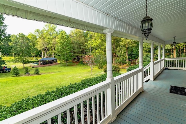8601 Flint Hill Rd, Douglasville, GA 30135 - porch featuring a yard and view of scattered trees