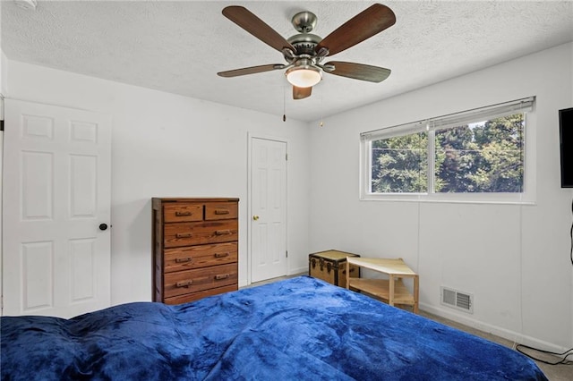 4051 Dixie Ln, Douglasville, GA 30135 - bedroom with a textured ceiling, ceiling fan, and carpet flooring