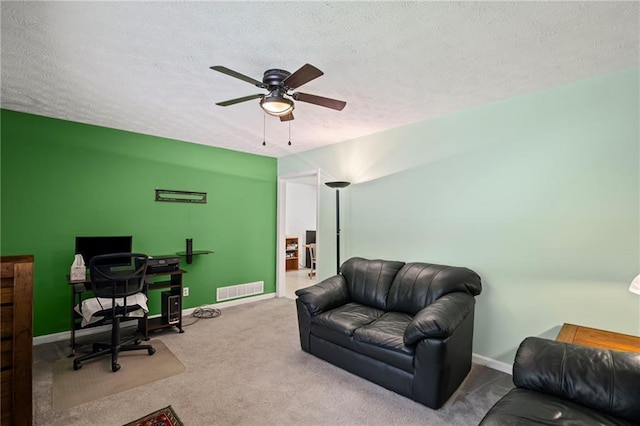 4051 Dixie Ln, Douglasville, GA 30135 - office featuring ceiling fan, carpet flooring, and a textured ceiling