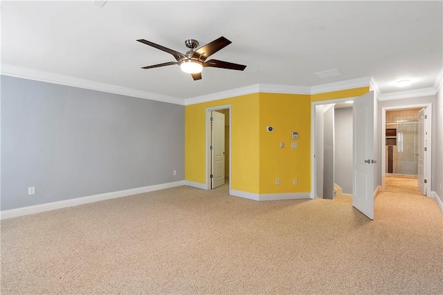 unfurnished bedroom featuring ceiling fan and ornamental molding