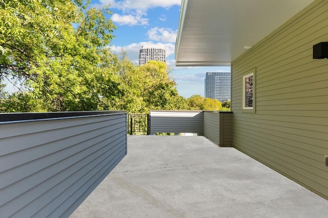 balcony with a patio area