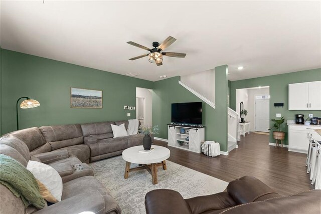 867 Starbuck Pkwy, Pendergrass, GA 30567 - dining area featuring a chandelier, recessed lighting, baseboards, dark wood-type flooring, and visible vents