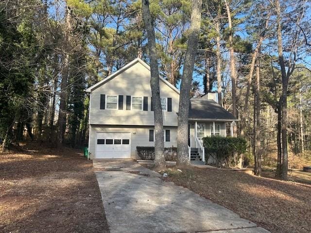 view of front of house with a garage