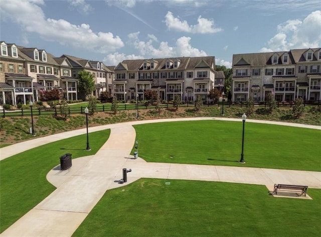 view of community featuring a lawn