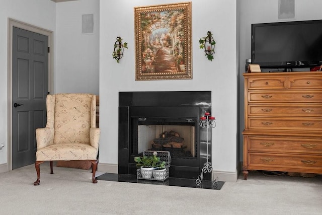 sitting room featuring carpet floors