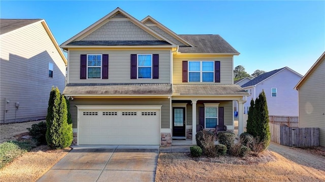 craftsman-style house with a garage