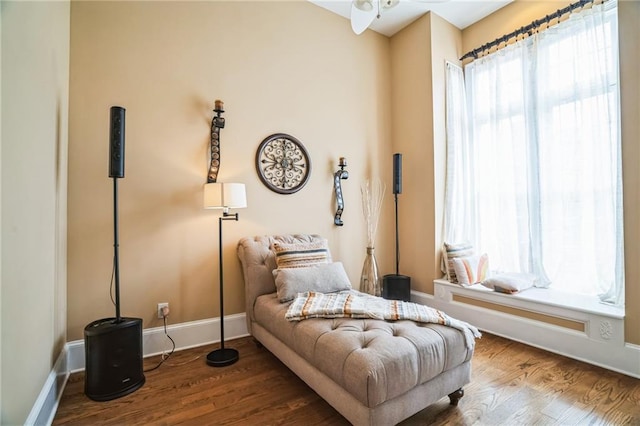 bedroom with hardwood / wood-style floors