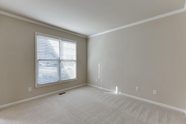 carpeted empty room with crown molding