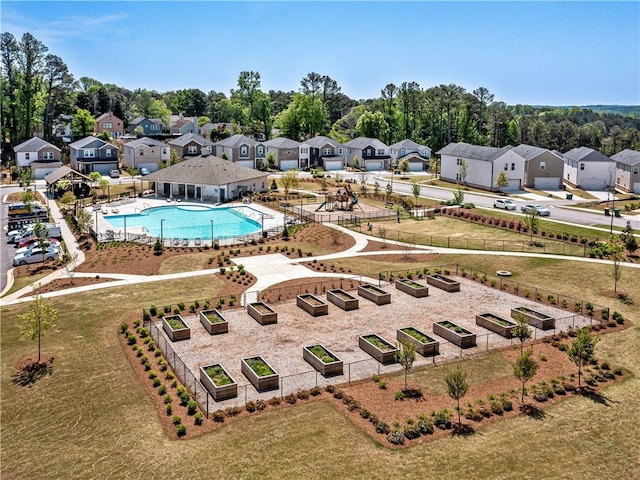 drone / aerial view with a residential view