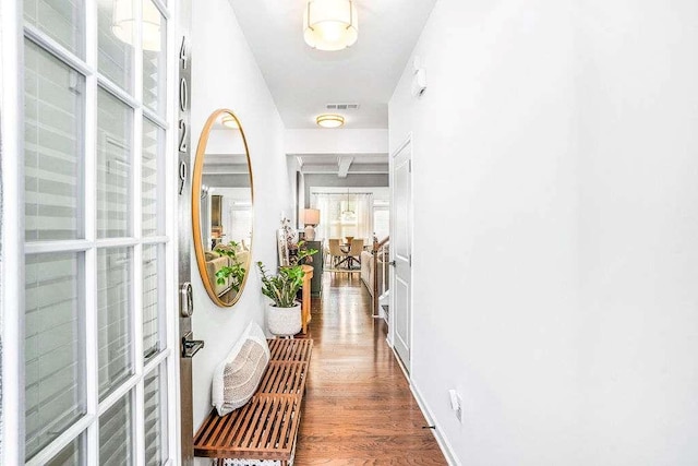 hall featuring dark hardwood / wood-style floors