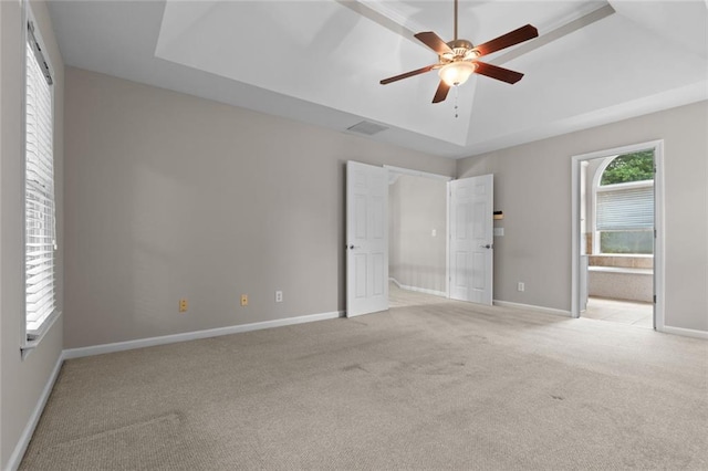 3642 Fowler Rdg, Douglasville, GA 30135 - unfurnished bedroom featuring light colored carpet, baseboards, ensuite bathroom, and a ceiling fan