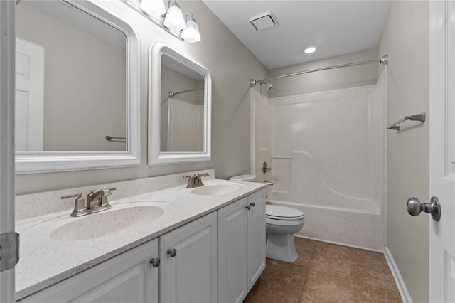 3642 Fowler Rdg, Douglasville, GA 30135 - full bathroom with toilet, tub / shower combination, and double vanity