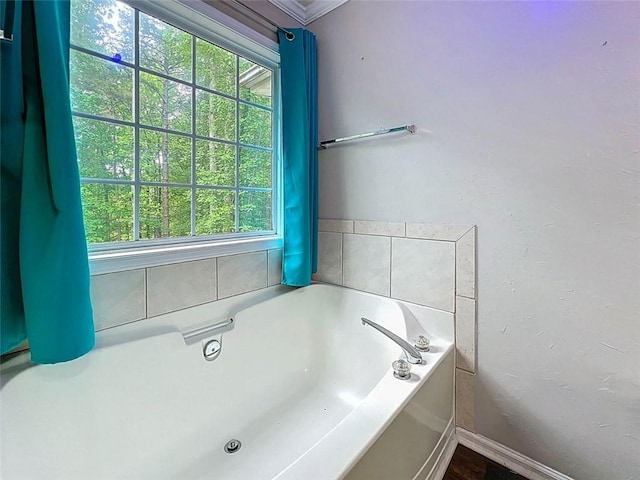 bathroom featuring plenty of natural light and a bath