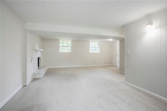 2110 Redbud Ct SW, Marietta, GA 30008 - below grade area with light colored carpet and a fireplace