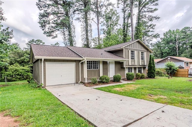 2110 Redbud Ct SW, Marietta, GA 30008 - split level home with an attached garage, concrete driveway, brick siding, and a shingled roof