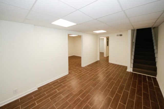 basement with a drop ceiling