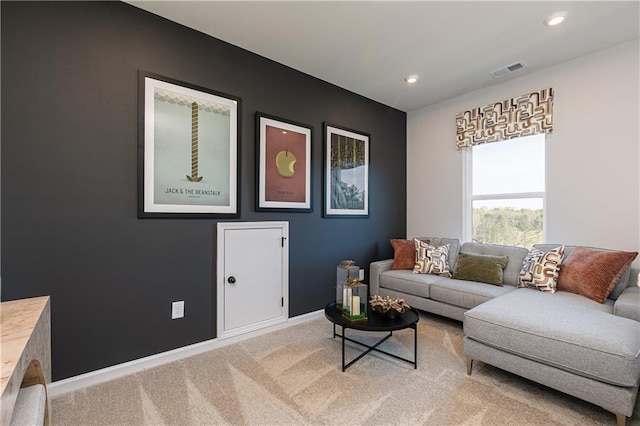 living room featuring carpet floors