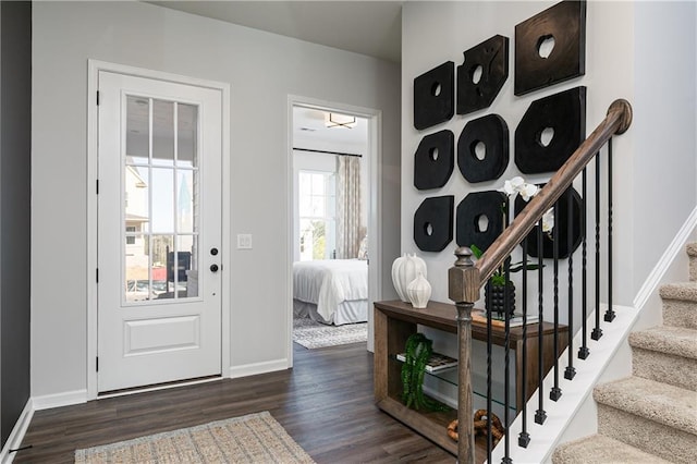 entryway with dark wood-type flooring