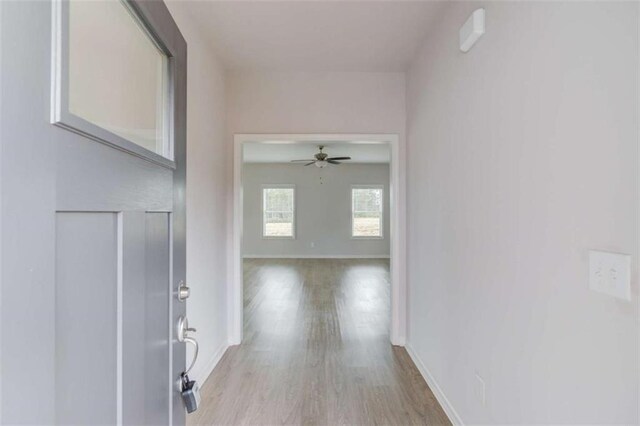 corridor featuring light hardwood / wood-style flooring