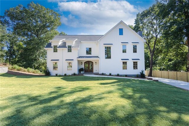 view of front facade with a front lawn