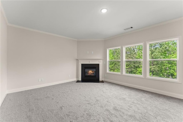 392 Brookstone Trl, Dawsonville, GA 30534 - unfurnished living room with crown molding, baseboards, and visible vents