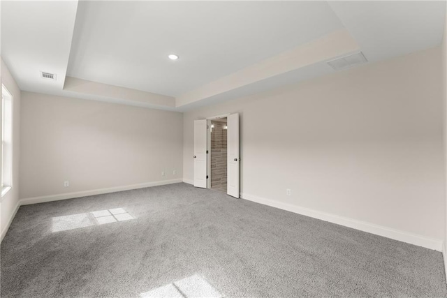 392 Brookstone Trl, Dawsonville, GA 30534 - carpeted spare room with a raised ceiling, baseboards, recessed lighting, and visible vents