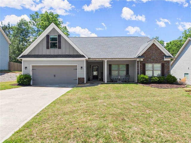 4381 Highland Gate Parkway, Gainesville, GA 30506 - craftsman inspired home featuring fence, board and batten siding, a porch, a front yard, and driveway