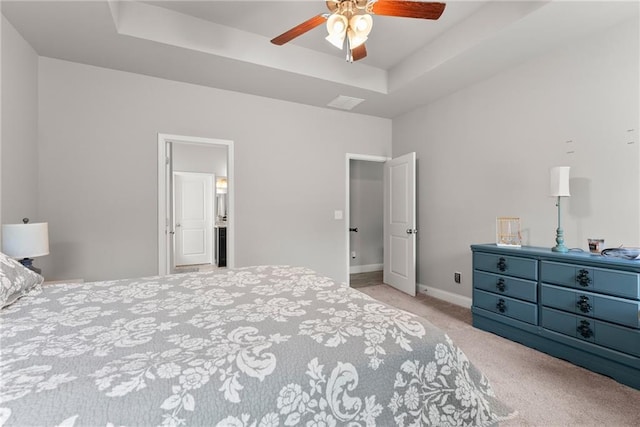 4381 Highland Gate Parkway, Gainesville, GA 30506 - bedroom with a ceiling fan, visible vents, a raised ceiling, baseboards, and carpet flooring