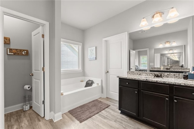 4381 Highland Gate Parkway, Gainesville, GA 30506 - full bath with a garden tub, baseboards, wood finished floors, and vanity