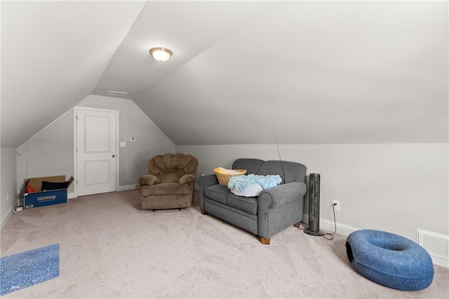 4381 Highland Gate Parkway, Gainesville, GA 30506 - sitting room featuring carpet flooring, baseboards, visible vents, and lofted ceiling