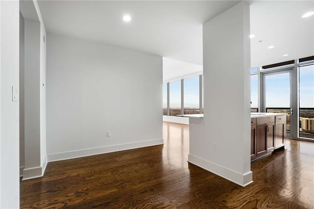 kitchen featuring dark hardwood / wood-style floors and a wealth of natural light