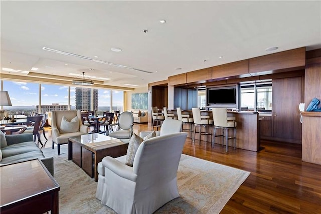 living room featuring hardwood / wood-style floors