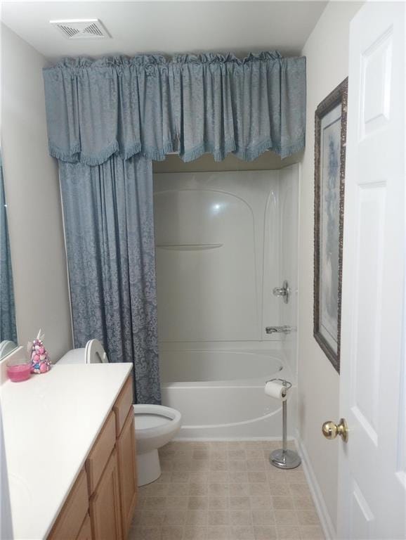 102 Ozark Trl, Canton, GA 30114 - full bathroom featuring toilet, visible vents, vanity, and shower / bath combo