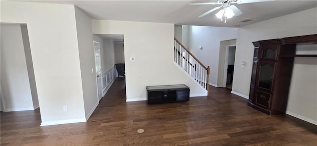 102 Ozark Trl, Canton, GA 30114 - entryway featuring stairway, a ceiling fan, visible vents, baseboards, and wood finished floors