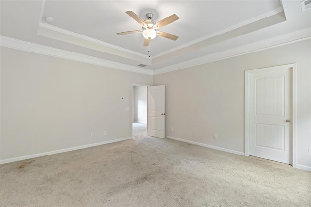 5103 Woodline View Ln, Auburn, GA 30011 - unfurnished room with a tray ceiling, carpet, a ceiling fan, ornamental molding, and baseboards