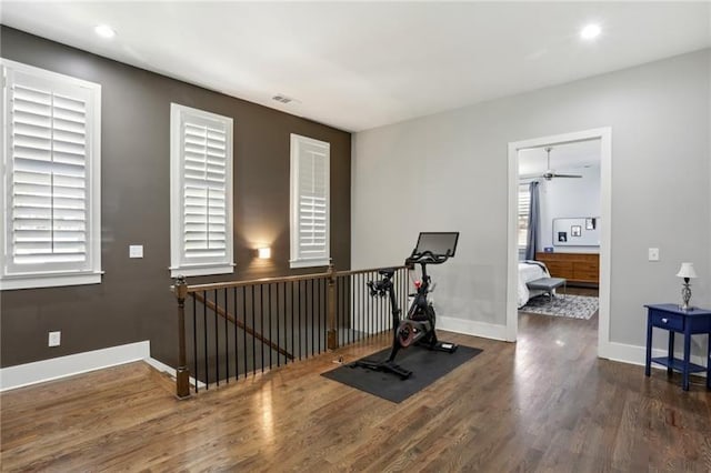 2020 Bixby St SE, Atlanta, GA 30317 - workout area featuring wood finished floors, plenty of natural light, and recessed lighting