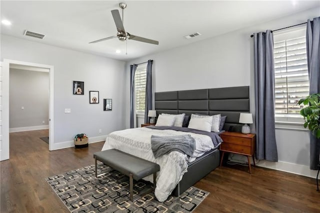 2020 Bixby St SE, Atlanta, GA 30317 - bedroom with multiple windows, wood finished floors, recessed lighting, and a ceiling fan