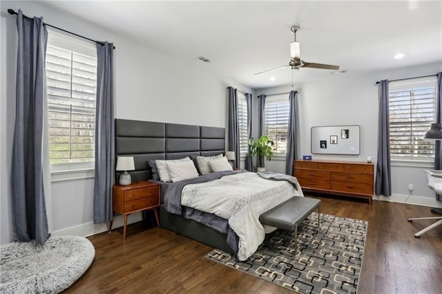 2020 Bixby St SE, Atlanta, GA 30317 - bedroom featuring wood finished floors, recessed lighting, and a ceiling fan