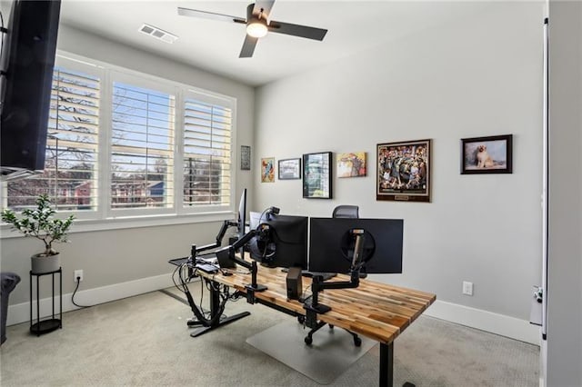 2020 Bixby St SE, Atlanta, GA 30317 - carpeted home office featuring a ceiling fan and baseboards