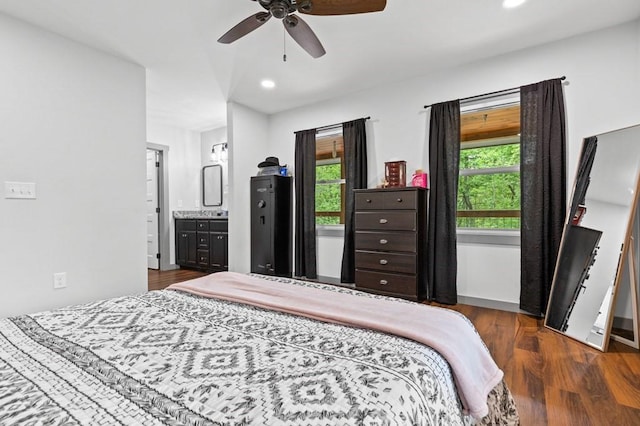35 Indian Trce, Mineral Bluff, GA 30559 - bedroom with wood finished floors, multiple windows, recessed lighting, and ensuite bath